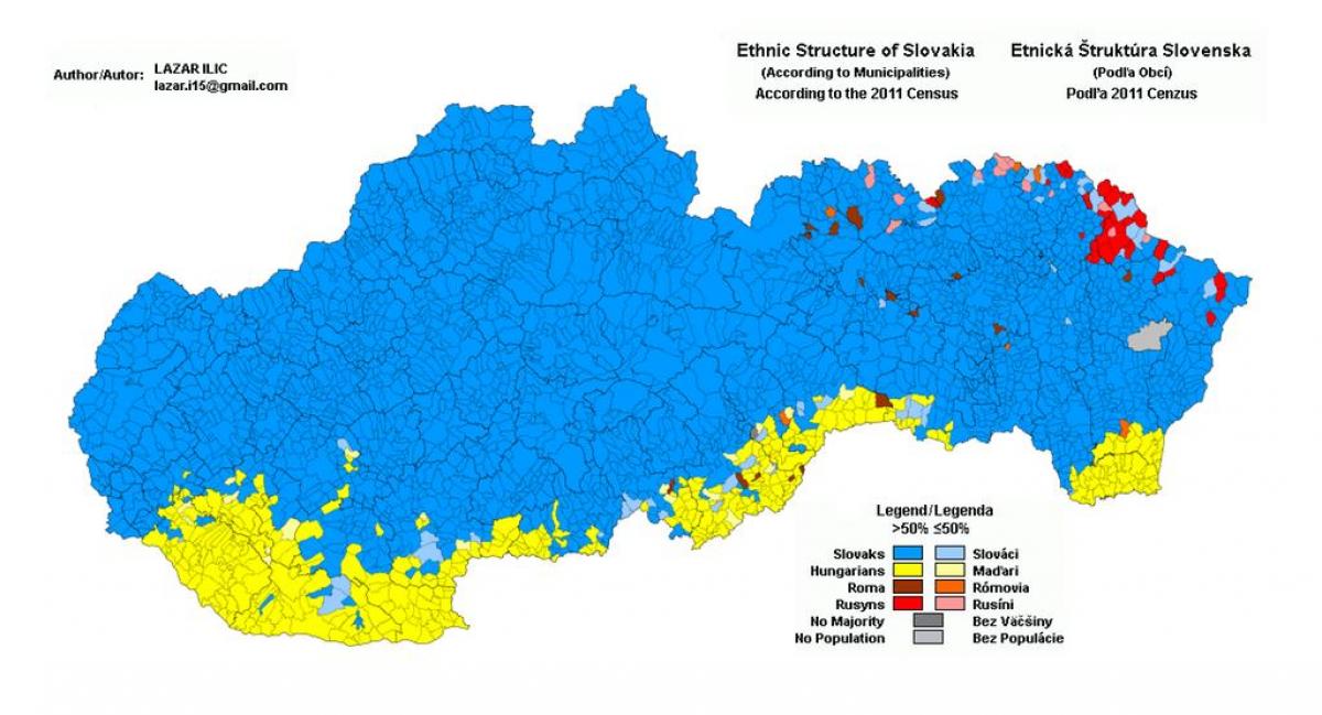 χάρτης της Σλοβακίας εθνοτικές