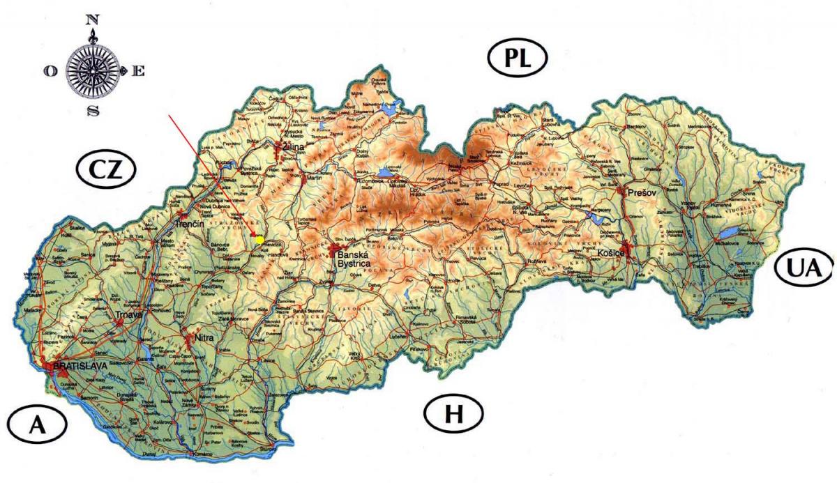 χάρτης της Σλοβακίας κάστρα