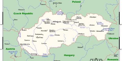Χάρτης της Σλοβακίας με πόλεις